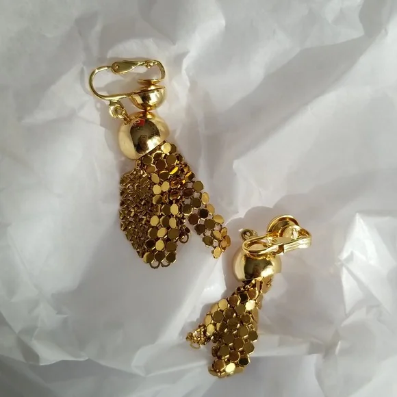Whiting & Davis Brass Mesh Turner Necklace and Earrings Set, $186